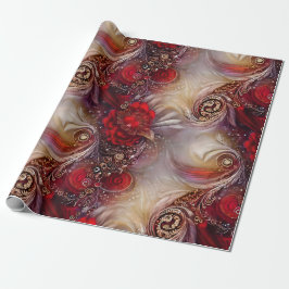 Elegant Red Blommigt Golden Feathers Beathers Presentpapper