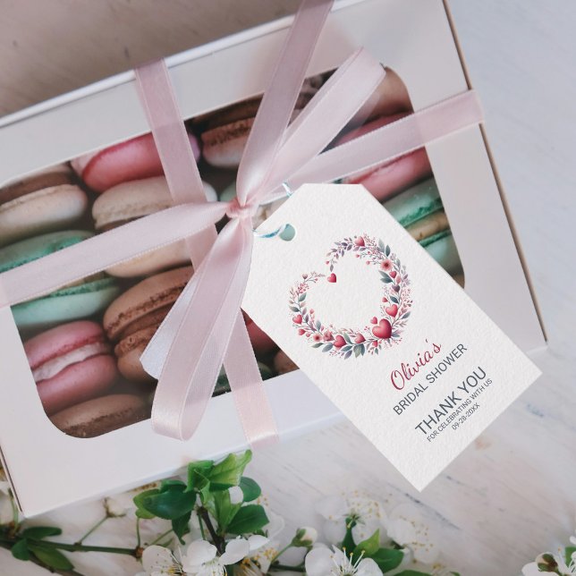 Elegant Red Blommigt Heart Tack Möhippa Presentetikett (Skapare uppladdad)