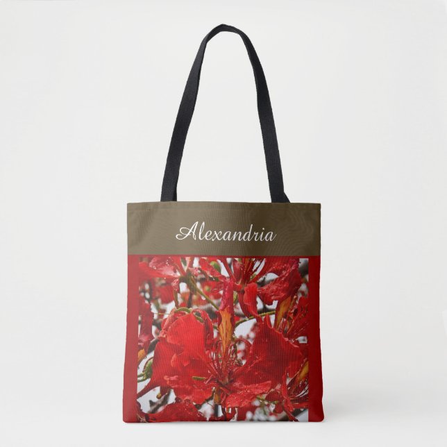 Elegant Red Blommigt Modern personalize Tygkasse (Framsida)