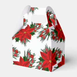 Elegant Red Blommigt Poinsettia Gräs Greenery Löv Presentaskar