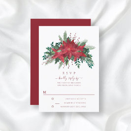 Elegant Red Blommigt Poinsettia jul Bröllop OSA Kort