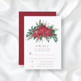 Elegant Red Blommigt Poinsettia jul Bröllop OSA Kort