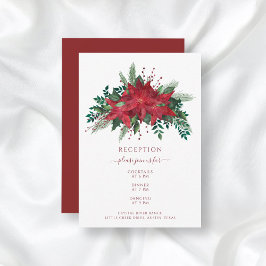 Elegant Red Blommigt Poinsettia jul Bröllop Tilläggskort