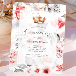 Elegant Red Blommigt Quinceañera Inbjudningar