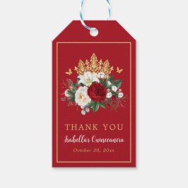 Elegant Red Blommigt Quinceañera Tack Favor Presentetikett