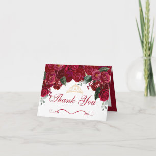 Elegant Red Blommigt Quinceanera Tack Inbjudan