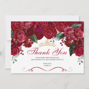 Elegant Red Blommigt Quinceanera Tack Kort
