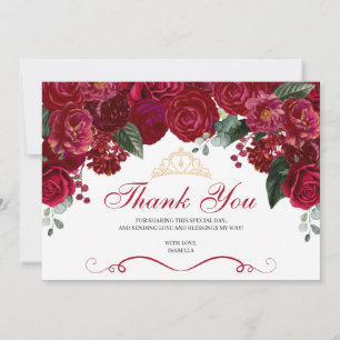 Elegant Red Blommigt Quinceanera Tack Kort