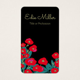 Elegant Red Blommigt Script Visitkort