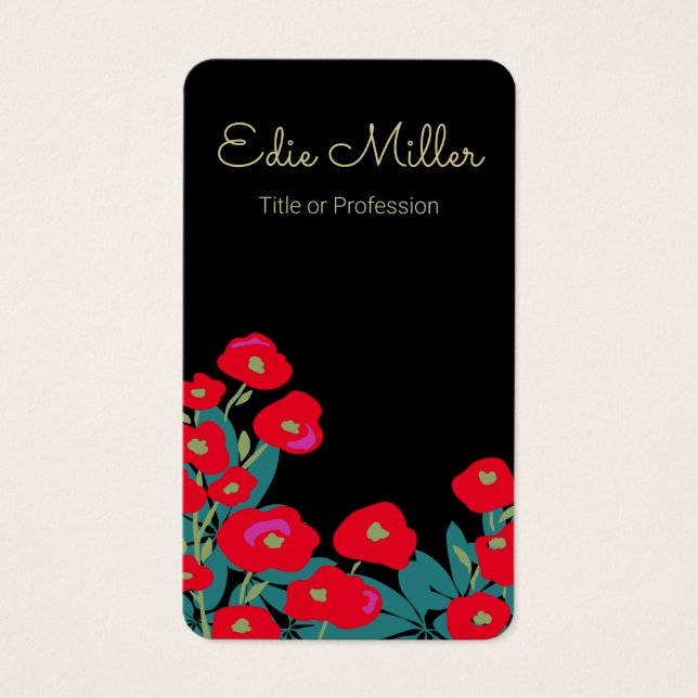 Elegant Red Blommigt Script Visitkort (Framsidan)