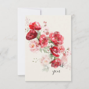Elegant Red Blommigt Simple Cream Bröllop Tack Kort