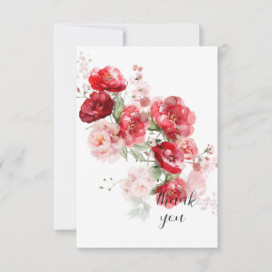 Elegant Red Blommigt Simple Personligt bröllp Tack Kort