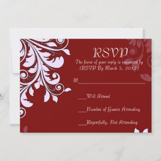 Elegant Red Blommigt Swirls Design OSA kort
