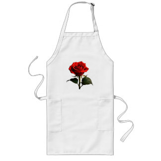 Elegant Red Bloom den ultimata Blommigten Apron Långt Förkläde