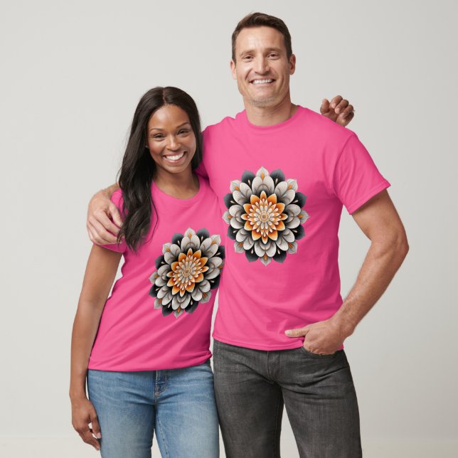 Elegant Red, Blue och Cream Mandala Flower Design T Shirt (Unisex)