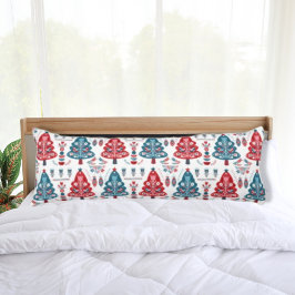 Elegant Red Blue Scandinavian Julgran Kroppskudde