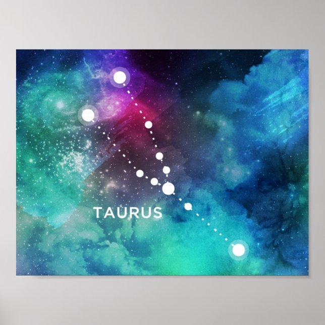 Elegant Red Blue Watercolor Nebula Taurus Poster (Framsidan)
