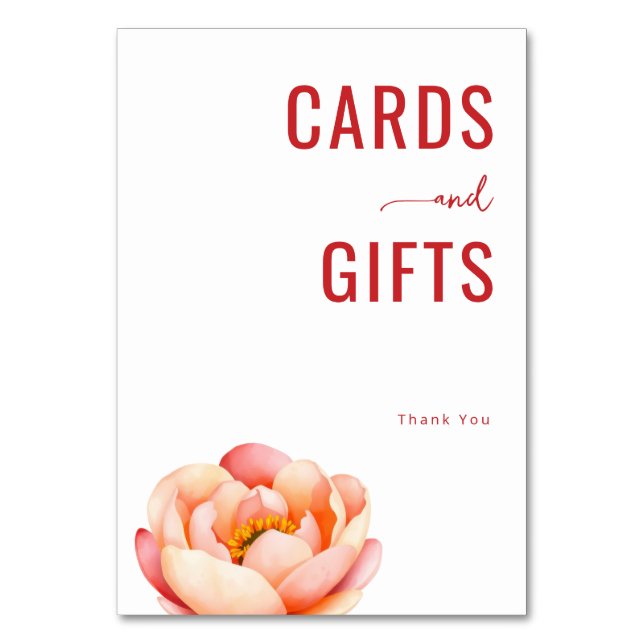 Elegant Red Botanical Floral Bordsnummer (Framsidan)