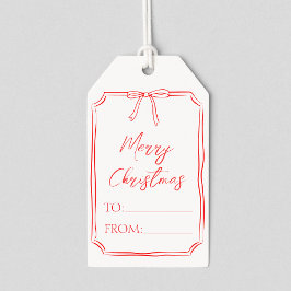 Elegant Red Bow-Anpassadet Minimalistisk jul Presentetikett