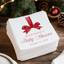 Elegant Red Bow Christmas Baby Shower Pappersservett