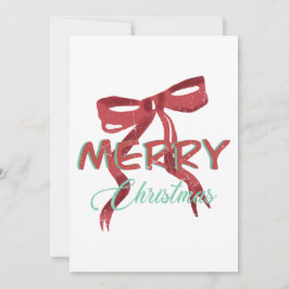 Elegant Red Bow Christmas Card Inbjudningar