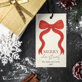 Elegant Red Bow Christmas Party - Presentetikett