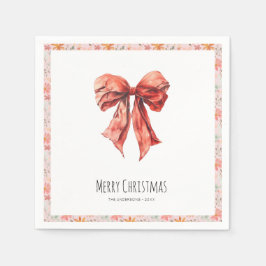 Elegant Red Bow Coquette - minimalistisk jul Pappersservett