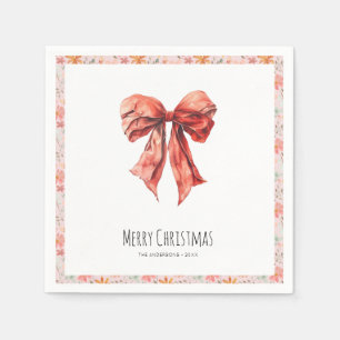 Elegant Red Bow Coquette - minimalistisk jul Pappersservett