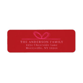 Elegant Red Bow "Glad helg", julfoto Returadress Etikett