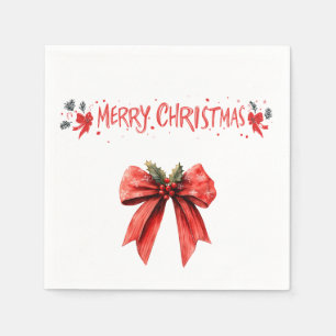 Elegant Red Bow "God jul" Napkins Pappersservett