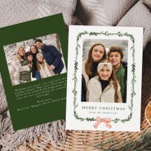 Elegant Red Bow Greenery Garland 2 Photo