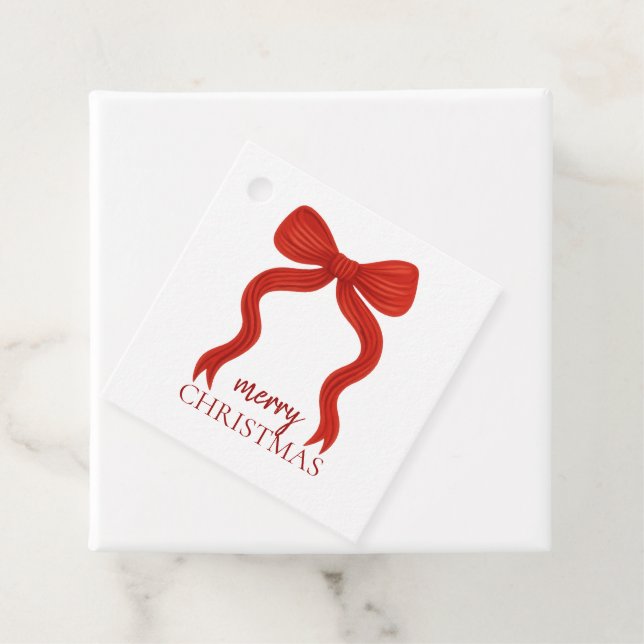 Elegant Red Bow jul Party - Gåvor Etiketter (På plats)