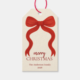 Elegant Red Bow jul Party - Presentetikett