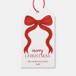 Elegant Red Bow jul Party - Presentetikett