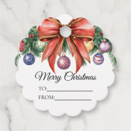 Elegant Red Bow-julkrans Gåvor Etiketter