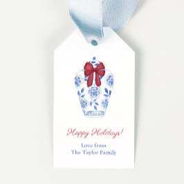 Elegant Red Bow on Ginger Burk Glad helg Presentetikett