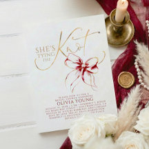 Elegant Red Bow She's Tying The Knot Bridal Shower