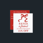 Elegant red bow square elegant referral card<br><div class="desc">Trendy Bow square elegant referral card Stand out from the crowd with a trendy referral card! Easy to edit template.</div>