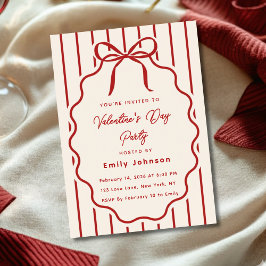 Elegant Red Bow Valentine’s Day Party Invitation Inbjudningar