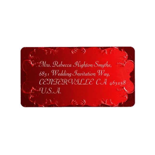 Elegant Red Bröllop Adressetiketter (Framsidan)