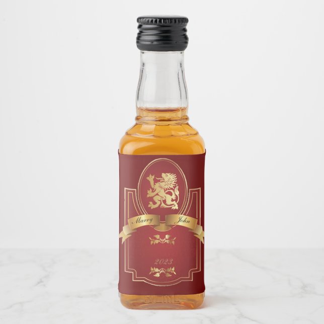 Elegant Red bröllop Spritflaskor Etikett (Framsida)