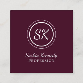 Elegant Red Brown Script Professionell Monogram Fyrkantigt Visitkort