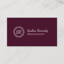 Elegant Red Brown Script Professionell Monogram Visitkort