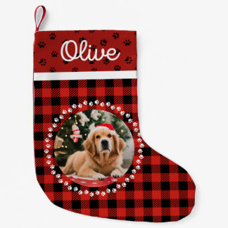 Elegant Red Buffalo Play hårig - hund Liten Julstrumpa