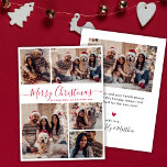 Elegant Red Calligraphy 5 Photo Collage jul Julkort<br><div class="desc">Modern Elegant Red Calligraphy 5 Photo Collage God jul Script Helgdag Card. Den här sjutna, minimalistiska, viskösa 5 (5) fotokortmallen Julhälsningar ett söt-rutnätsfotokollage och säger "God jul"! Texten "God jul" hälsning är skriven i ett vackert handskrivet skript med snabb smak-svan typpografi eller kalligrafi i rött på vit färg-bakgrund. På motsatt...</div>