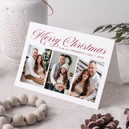 Elegant Red Calligraphy God jul 3 Photo Helgkort