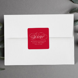 Elegant Red Calligraphy Studenten Fyrkantigt Klistermärke