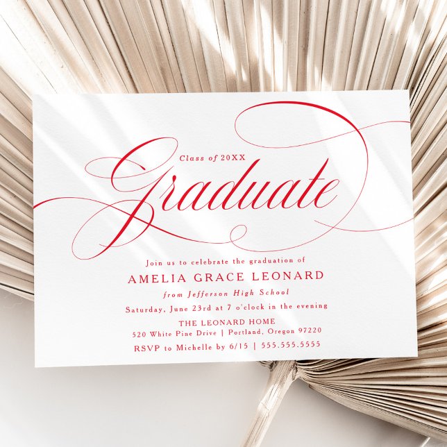 Elegant Red Calligraphy-Studentfest Inbjudningar (Skapare uppladdad)