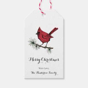 Elegant Red Cardinal Bird-jul Presentetikett