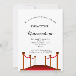 Elegant Red Carpet Quinceañera Sweet 16 Anpassning Inbjudningar
